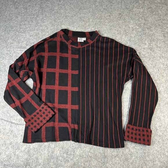 Paisley & Sage Anya Top Womens Small Mock Neck Red Plaid Artsy - Picture 1 of 8